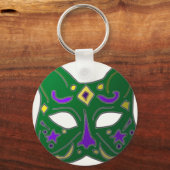 Groen Venetiaans kattenmaskerontwerp Sleutelhanger (Voorkant)
