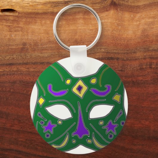 Groen Venetiaans kattenmaskerontwerp Sleutelhanger (Voorkant)