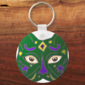 Groen Venetiaans kattenmaskerontwerp Sleutelhanger (Voorkant)