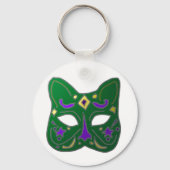 Groen Venetiaans kattenmaskerontwerp Sleutelhanger (Voorkant)