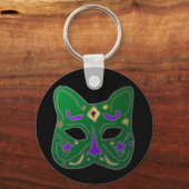 Groen Venetiaans kattenmaskerontwerp Sleutelhanger (Achterkant)