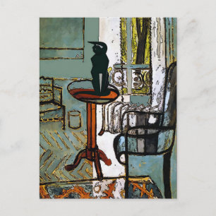 Groen venster met Art Deco Cat Briefkaart