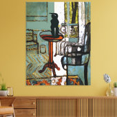 Groen Venster met Zwarte Kat Canvas Afdruk (Insitu (Woonkamer))