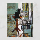 Groen venster met zwarte kat, Gracias, tekst wijzi Briefkaart (Voorkant)