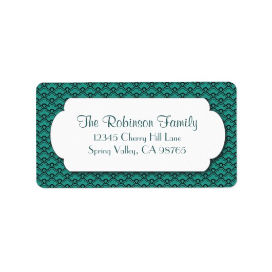 Groen Ventilatorpatroon met Wit Lijst Etiket (Voorkant)