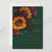 Groen verbrand Sinaasappel Bloemenbruiloft Uitnodi (Voorkant)