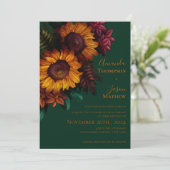 Groen verbrand Sinaasappel Bloemenbruiloft Uitnodi (Staand voorkant)