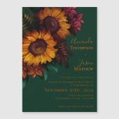 Groen verbrand Sinaasappel Bloemenbruiloft Uitnodi (Voorkant)