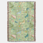 Groen verjaardagspatroon met schattig dinosaurusfe deken (Voorkant Verticaal)