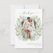 Groen verlaat bloemenkrans boho Wedding Foto Bedankkaart (Voorkant)
