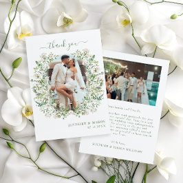Groen verlaat bloemenkrans boho Wedding Foto Bedankkaart