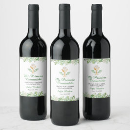 Groen verlaat Eerste Heilige Communie Spaanse Vino Wijn Etiket