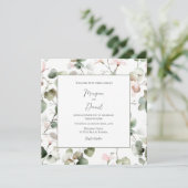 Groen verlaat eucalyptus huwelijksuitnodiging (Staand voorkant)