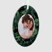 Groen verlaat Familie Kerstfoto Ornament (voorkant)