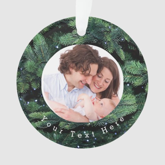 Groen verlaat Familie Kerstfoto Ornament (voorkant)