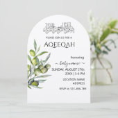 Groen verlaat islamitische Aqiqa Aqeeqa-uitnodigin Kaart (Staand voorkant)