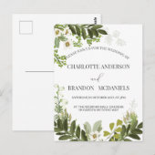 Groen verlaat tijdloze botanische bruiloft briefkaart (Voorkant / Achterkant)
