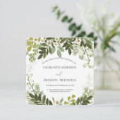Groen verlaat tijdloze botanische bruiloft kaart (Staand voorkant)