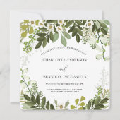 Groen verlaat tijdloze botanische bruiloft kaart (Voorkant)