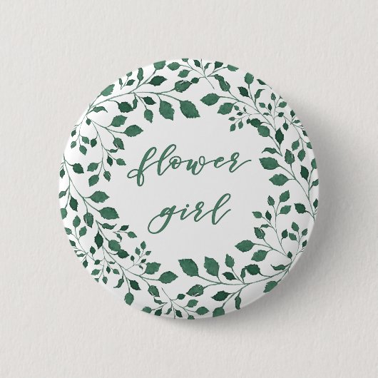 Groen verlaat waterverf | Bloemmeisje Ronde Button 5,7 Cm (Voorkant)