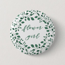 Groen verlaat waterverf | Bloemmeisje Ronde Button 5,7 Cm