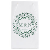 Groen verlaat waterverf | Monogram bruiloft Klein Cadeauzakje (Achterkant)