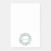 Groen verlaat waterverf | Monogram bruiloft Post-it® Notes (Voorkant)
