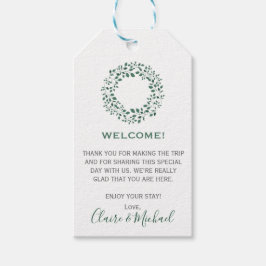 Groen verlaat waterverf | Welkom bruiloft Cadeaulabel