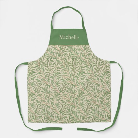 groen verlaat William Morris Willow Bough Schort (Voorkant)