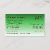 Groen verlopend palmblad met monogram stijlvol visitekaartje (Achterkant)