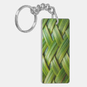 Groen vers bamboeweefsel sleutelhanger (Voorkant Links)