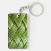 Groen vers bamboeweefsel sleutelhanger (achterkant)