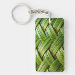 Groen vers bamboeweefsel sleutelhanger