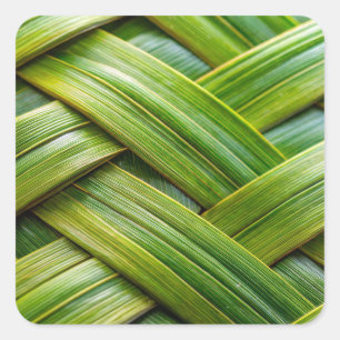 Groen vers bamboeweefsel vierkante sticker