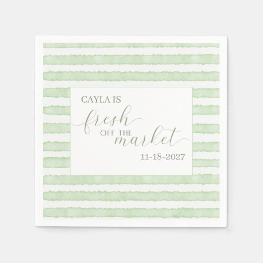 Groen Vers uit de Markt Bruiloft Feest Servet (Voorkant)