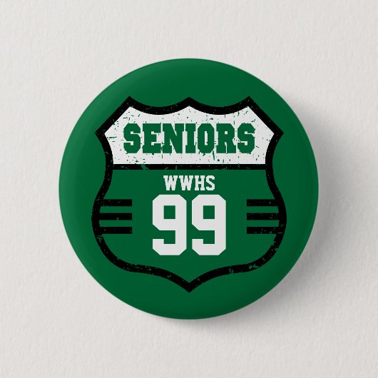 Groen versteld Seniors Road Sign Ronde Button 5,7 Cm (Voorkant)