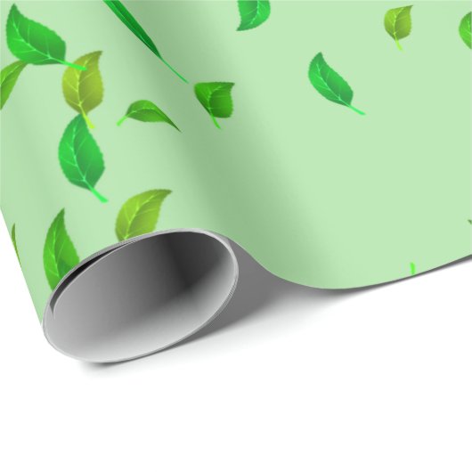 groen verstrooid blad cadeaupapier (Rol Hoek)