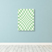 groen vervormd dambordpatroon canvas afdruk (Insitu (Houten vloer))