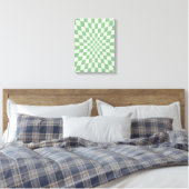 groen vervormd dambordpatroon canvas afdruk (Insitu (Slaapkamer))