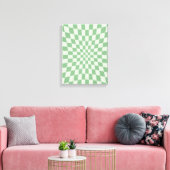 groen vervormd dambordpatroon canvas afdruk (Insitu (Woonkamer))