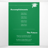 Groen vet AFSTUDEREN brieven en Pet Afstuderen Drieluik Aankondiging (Binnenkant midden)