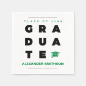 Groen vet AFSTUDEREN brieven en Pet Afstuderen Servet (Voorkant)