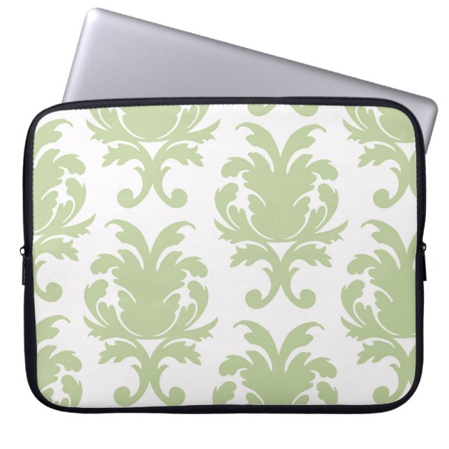 groen vet groot demaspatroon laptop sleeve (Voorkant)