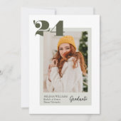 Groen Vet Moderne Klasse van 2024 4 Foto Afstudere Kaart (Voorkant)