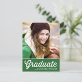 Groen Vet Retro Script Foto Afstuderen Briefkaart (Staand voorkant)