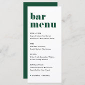 Groen Vet Retro Typografie Bruiloft Bar Menu (Voorkant / Achterkant)