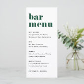 Groen Vet Retro Typografie Bruiloft Bar Menu (Staand voorkant)