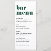 Groen Vet Retro Typografie Bruiloft Bar Menu (Voorkant)