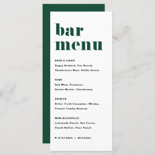 Groen Vet Retro Typografie Bruiloft Bar Menu