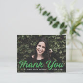 Groen | Vet script foto Afstuderen Dank u Briefkaart (Staand voorkant)